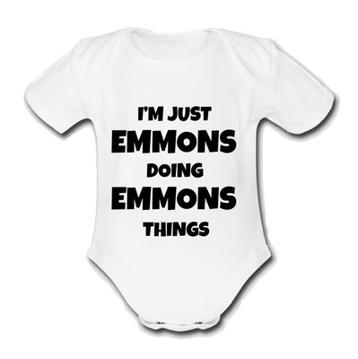 EMMONS BLACK Babygrow Baby Vest Grow BABY NAME gift PRESENT FOR A CHILD NAMED