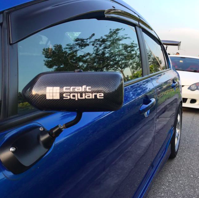 Craft Square carbon fiber style mirror drift track show fits FC FD Rx7 Miatas