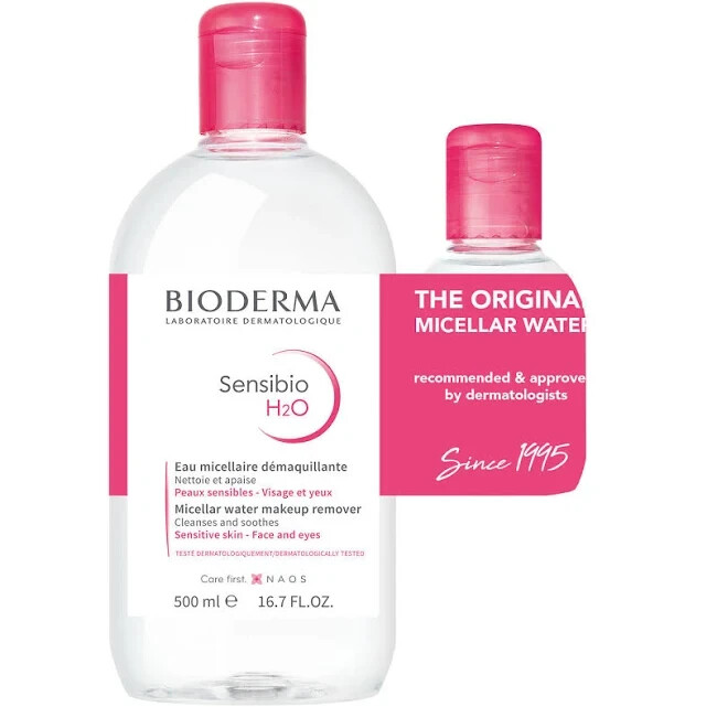 Bioderma Sensibio H2O Успокаивающая мицеллярная очищающая вода 16,7 унций в дорожном флаконе