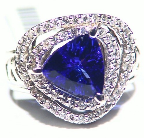 3.68CT 14K Gold Natural Tanzanite Diamond Vintage AAA Antique Engagement Ring