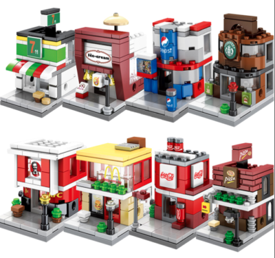 Sembo City Street Bookstore Bag Shop Bar Mini Blocks Building Kids Toy