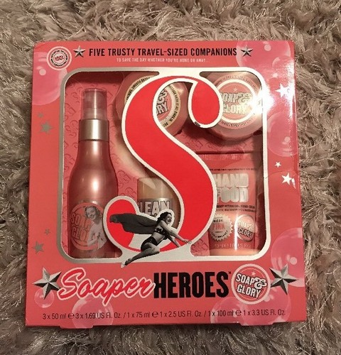 NEW SOAP AND GLORY Soaper Heroes Five Travel Sized Set Includes ORIGINAL PINK