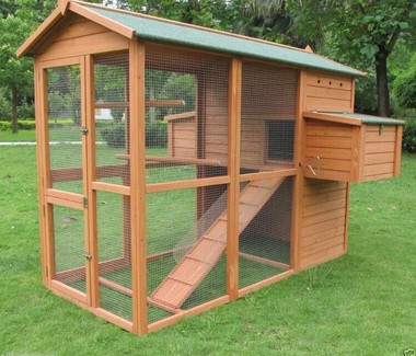 Deluxe 2.3m Rabbit Hutch Chicken Coop w/ Nesting Box 8051 ...