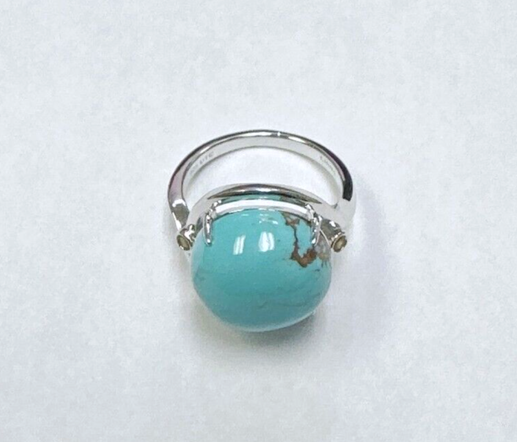 QVC Generation Gems Round Gemstone Cabochon Sterling Silver Ring Size 5