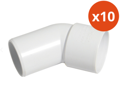 Bag of 10 x 40mm 43mm Glued Conversion Waste Pipe M F Bend Street Elbow 45