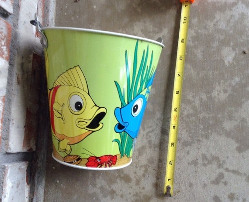 Vintage Sand Pail-Ohio Art-Fish Marine Theme- Bright and Excellent-60s Vintage