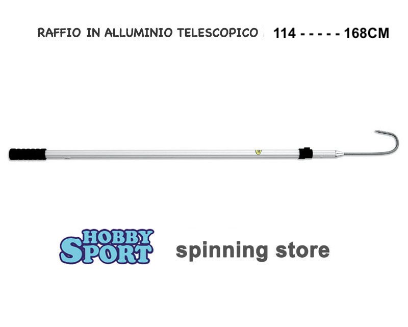 RAFFIO IN ALLUMINIO TELESCOPICO 2 SEZIONI MT 114 - 1,68 PESCA BARCA MARE
