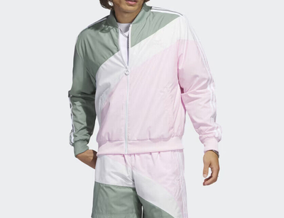 adidas Originals Mens Swirl Woven Track Top Silver Green