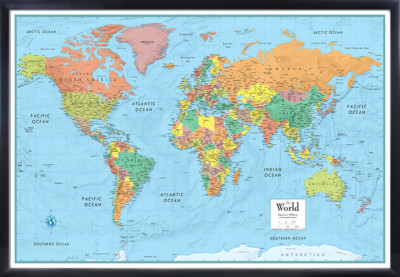 RMC World Map Poster Signature Series Large Wall Map Mural Home Decor 32" x 50" 