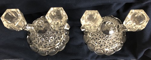 Vintage 2 Arm Etched Glass Candelabras