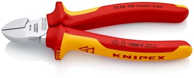 KNIPEX 70 06 160 Seitenschneider 160 mm VDE isoliert verchromt Mehrkomponent NEU