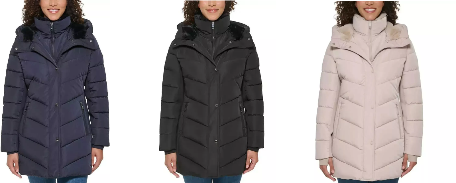 Andrew Marc Women's Mixed Media Hooded Puffer Walker Jacket