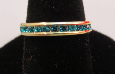 3MM 14KT GOLD EP STACKABLE DECEMBER DEEP BLUE WEDDING ETERNITY RING SIZE 9