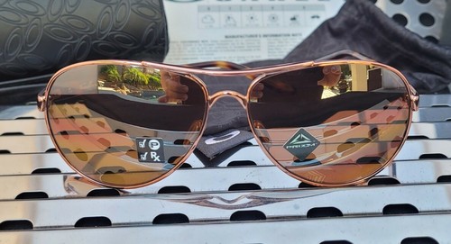 Pre-owned Oakley Feedback Sunglasses 4079- 3159 Rose Gold W/ Prizm Tungsten Polarized
