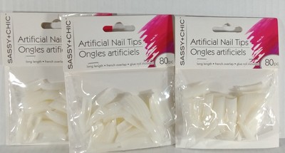 Sassy+Chic Artificial Nail Tips 240 Pcs Long Length French Overlap 3 Lot