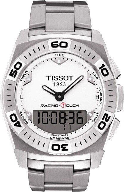 Pre-owned Tissot T-race Racing Touch White Dial Men's Digital Analog Watch T0025201103100