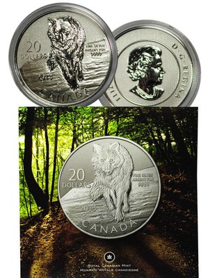 9999 silver coin - wolf - ( bu )