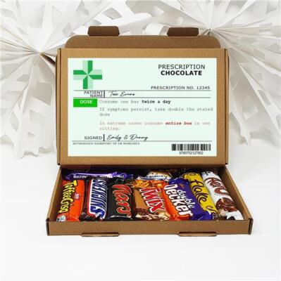 Personalised Get well soon prescription Gift Tea Treat Hamper Biscuits Unique