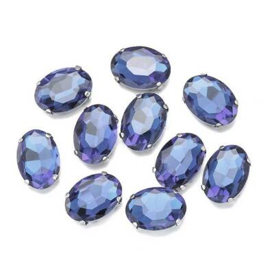 10pcs Sew On Oval Glass Crystal Rhinestones Flat Back Claw Cup Crafts Beads lot