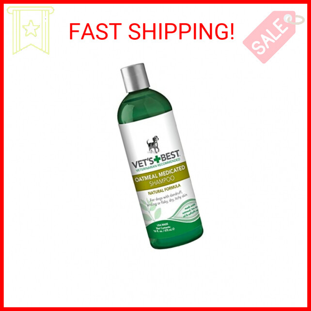 Vet's Best Medicated Oatmeal Shampoo for Dogs | Soothes Dog Dry Skin | Cleans, M