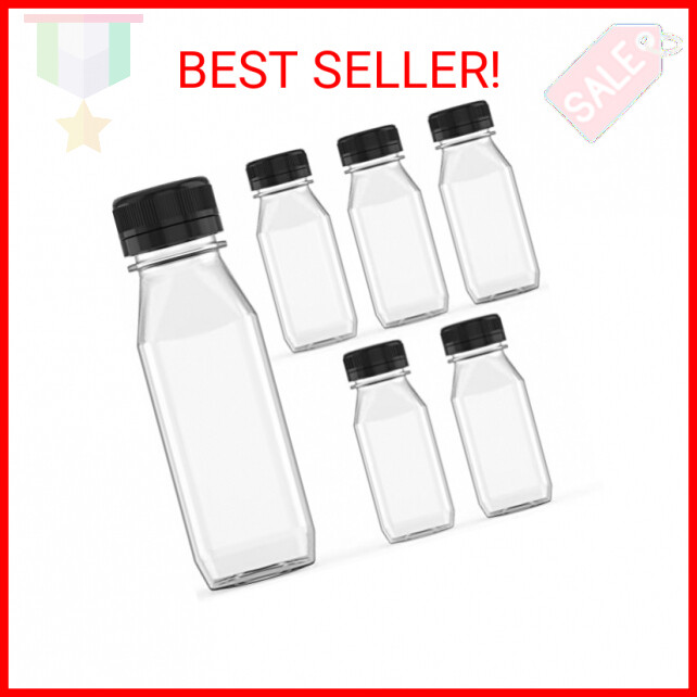 6 Pcs 6 oz Plastic Juice Bottle Reusable Transparent Bulk Be