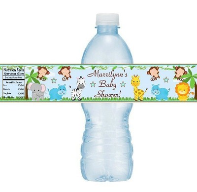 12 Jungle Safari Animal Baby Shower Or Birthday Party Water Bottle Sticker Label