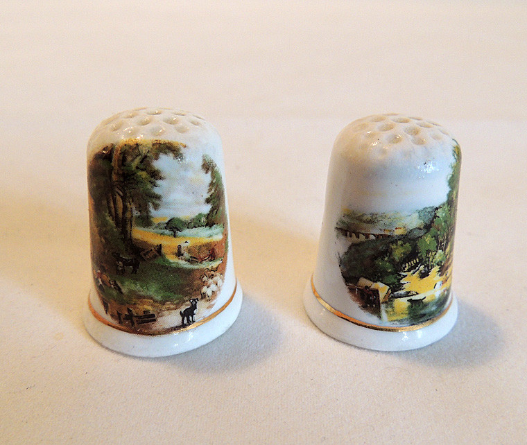 6 Vintage Fine Bone China Thimbles Lot.  All British Made.. From Auntie's Estate