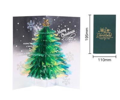 Christmas Tree 3D PopUp Card Xmas Sparkling Holiday Greeting Card Gifts New Year