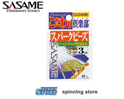 GOLD BEADS PERLINE FORATE PER PESCA 3 MM PESCA MOSCA 45 PZ SASAME JAPAN