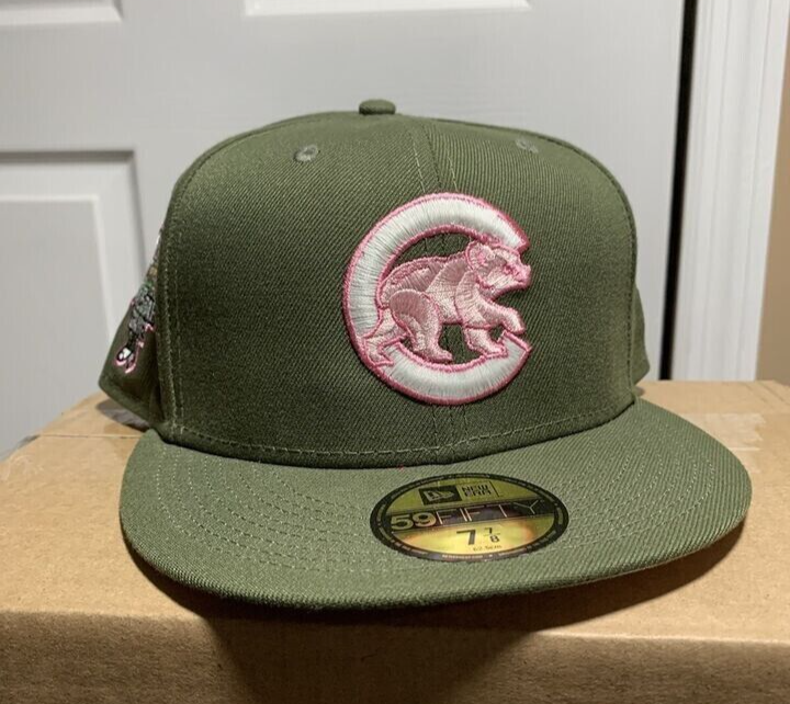 Exclusive New Era CHICAGO CUBS HAT CAP OLIVE GREEN PINK UV Exclusive New Era CHICAGO CUBS HAT CAP OLIVE GREEN PINK UV