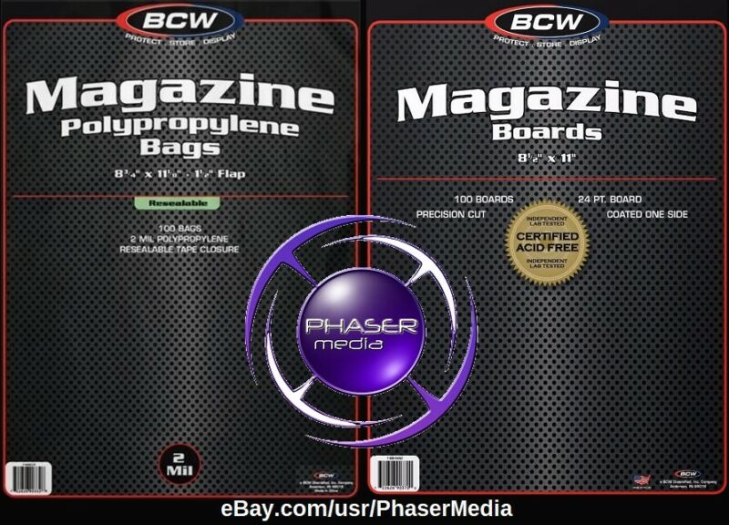 BCW Magazine Bags Resealable Poly Sleeves & BCW Magazine Boards 10 CT. EA. COMBO