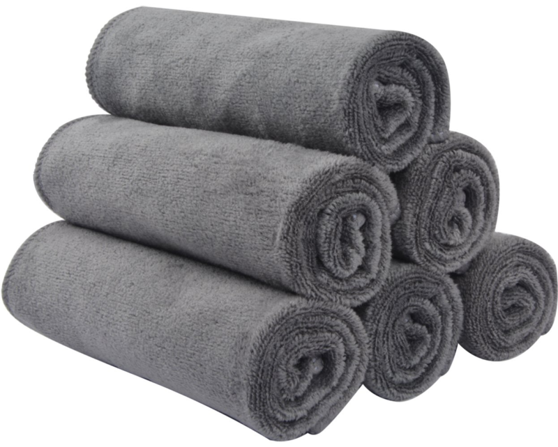 Sinland Microfiber Facial Cloths Fast Drying Washcloth 12inch x 12inch Grey 6 pa