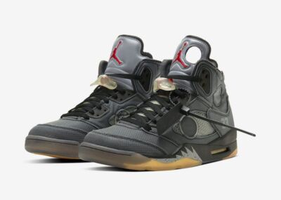 CT8480-001 Off-White × Nike Air Jordan 5 Black Muslin Fire Red (Men's)