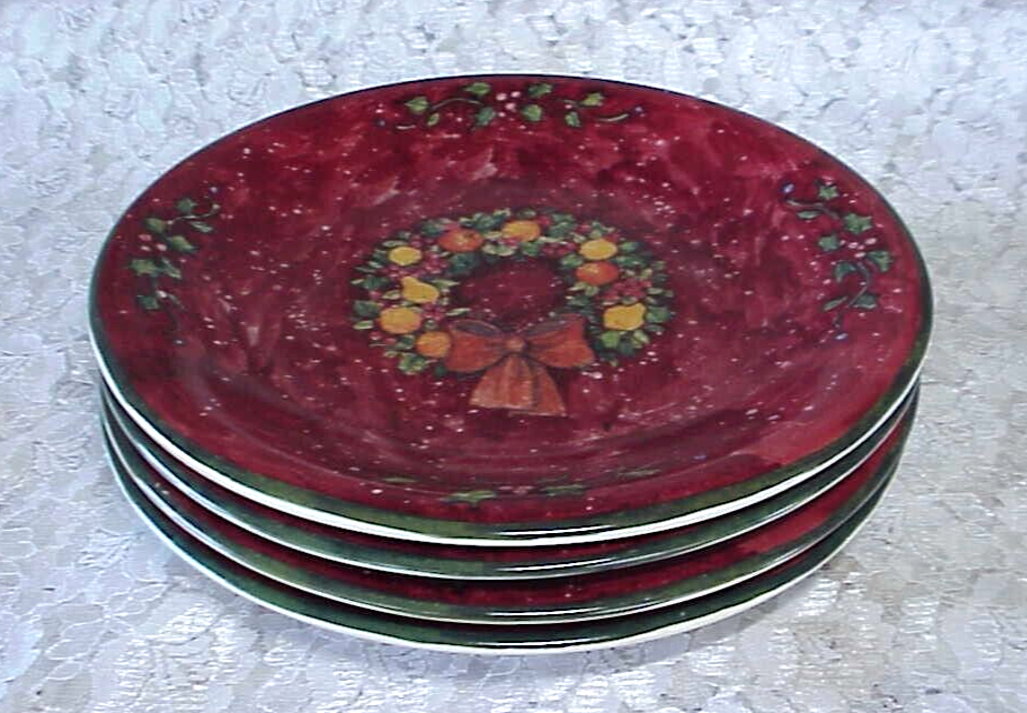 Vintage Susan Winget Holiday Dessert Plates (4) Certified International 8" NICE