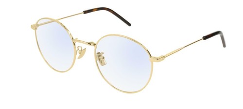 Pre-owned Saint Laurent Sl 237/f 003 Gold Eyeglasses In Clear