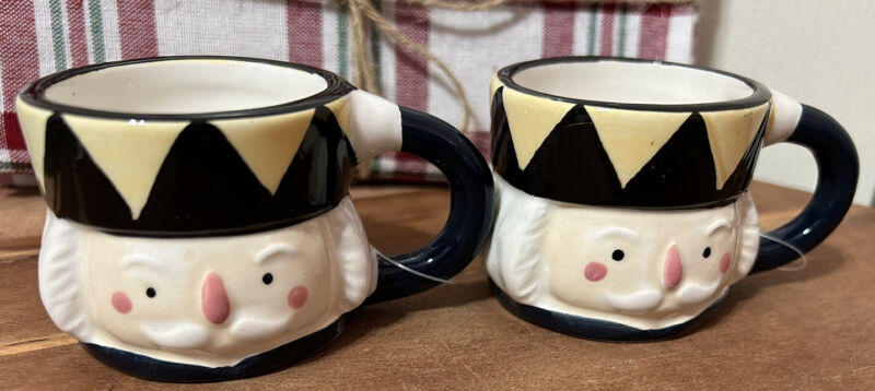 NEW Christmas Nutcracker Mini Ceramic Mugs 2 inches Tall 2 oz. Black & White