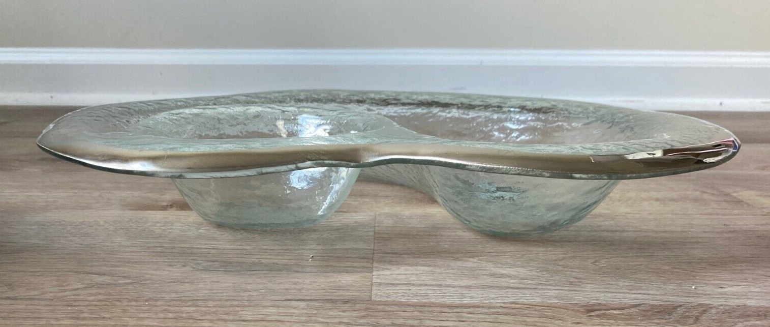 ANNIEGLASS 18" Roman Antique Platinum Chip & Dip - VGUC