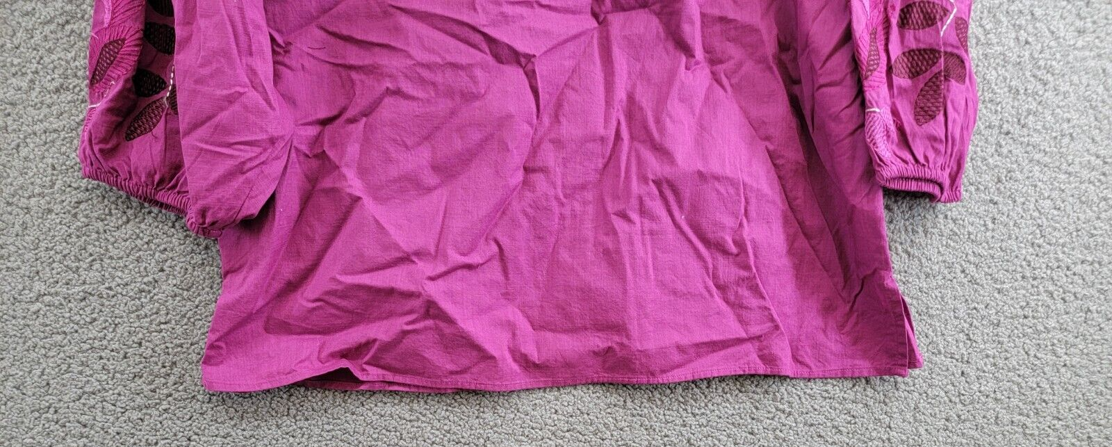 Charter Club Embroidered Bubble-Sleeve Top Women's XL Fuchsia V-Neck 3/4 Sleeve - Picture 12 of 16