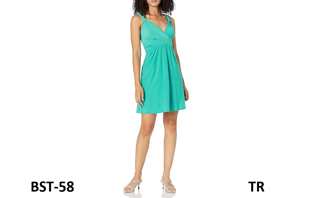 Star Vixen Women's Petite Sleeveless Knot-Front Surplice Dress, Jade, PM