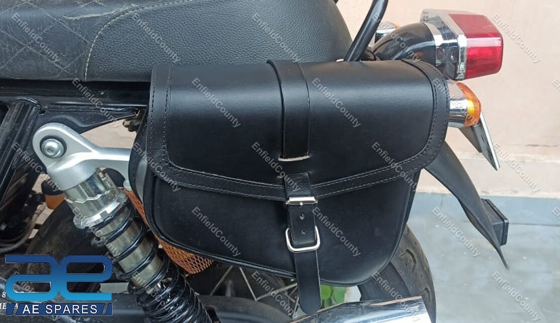 For Royal Enfield Interceptor 650 & Continental GT 650 Genuine Leather Black Pannier Bag