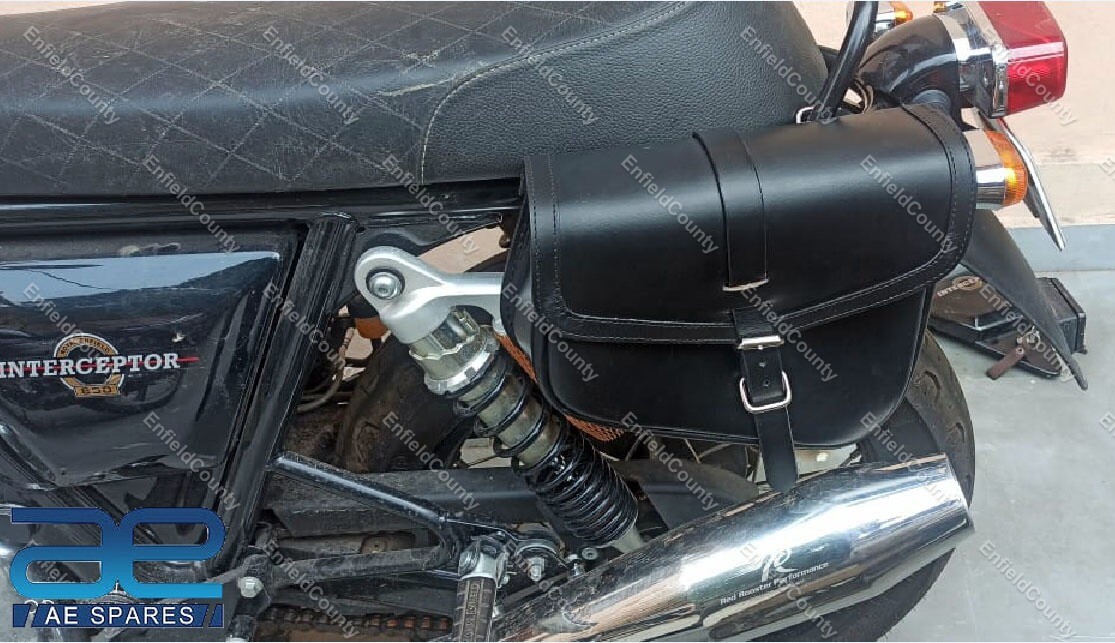 For Royal Enfield Interceptor 650 & Continental GT 650 Genuine Leather Black Pannier Bag