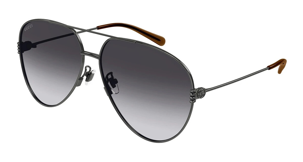 Pre-owned Gucci Gg1280s-002 Women's Dark Ruthenium Frame / Grey Gradient Lens Sunglasses In Gray