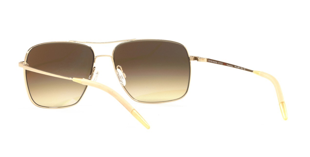 Pre-owned Oliver Peoples Clifton Ov 1150s Gold/chrome Olive Vfx (5035/85) Sunglasses In Green