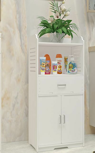 Mobile Mobiletto 2 Ripiani Cassetto Con Ante 80x35cm In Legno Bianco 15329 bal