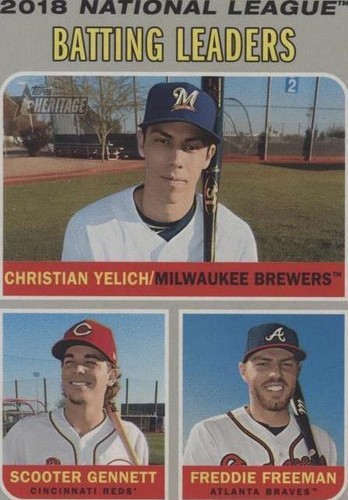 2019 Topps Heritage - Christian Yelich Freddie Freeman Scooter Gennett #61