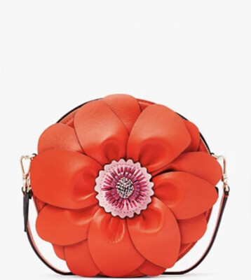 NWT Kate Spade Petal 3D Flower Crossbody Magma/Pale Gold