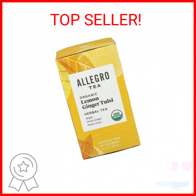, Organic Lemon Ginger Tulsi Tea Bags, 20 Ct