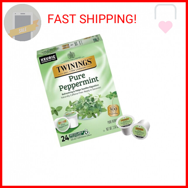 Twinings Pure Peppermint Tea K-Cup Pods for Keurig, Naturally Caffeine Free, Mad