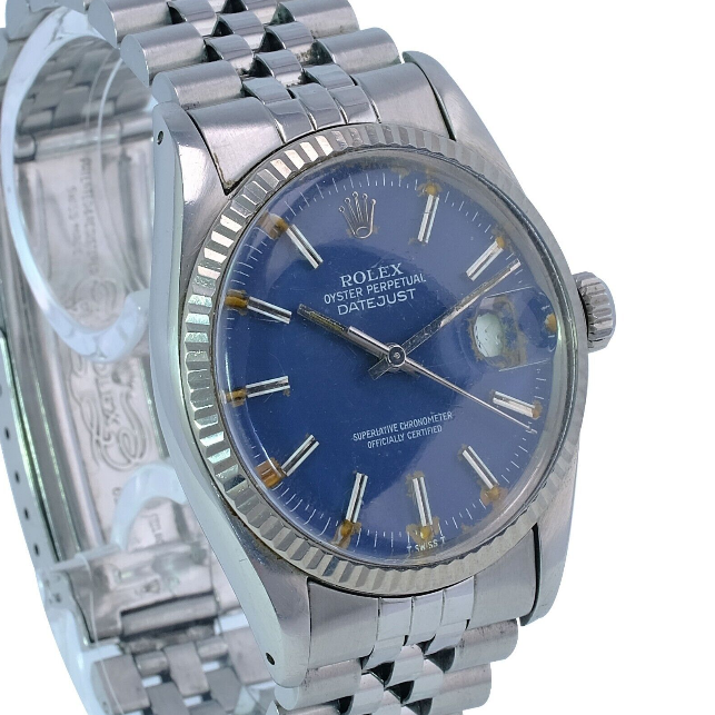 期間限定30％OFF! ROLEX FLUTED STEEL DIAL INDEX BLUE RARE MENS DATEJUST パンツ