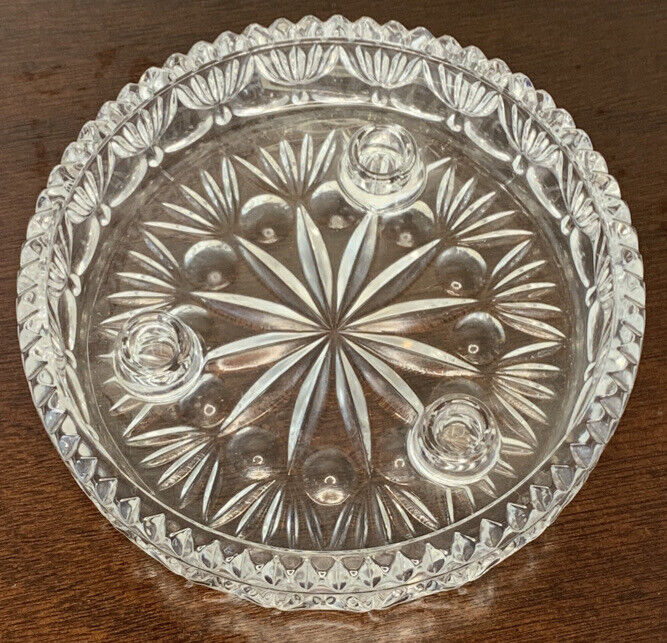 VTG Princess House 24% Lead Crystal 3 Taper Candle Holder Ash Tray NO CHIPS